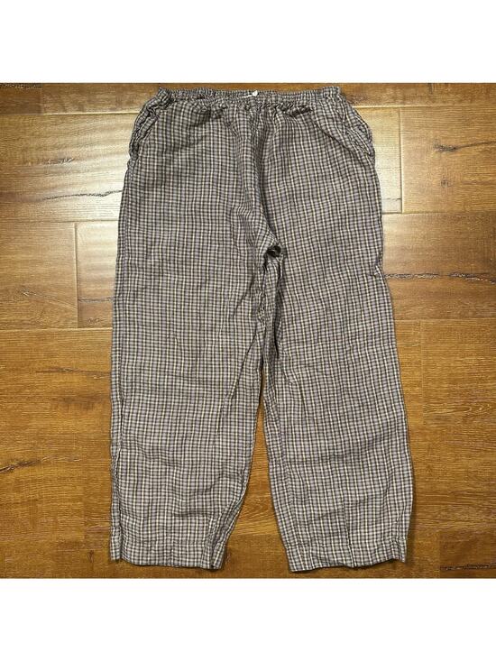 Deiji Studios Pants - Deiji Studios Cropped Pants Womens M Purple Gray Brown Tartan Plaid 100% Linen